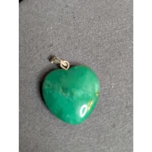 Vintage Green Jadeite Stone Heart Pendant